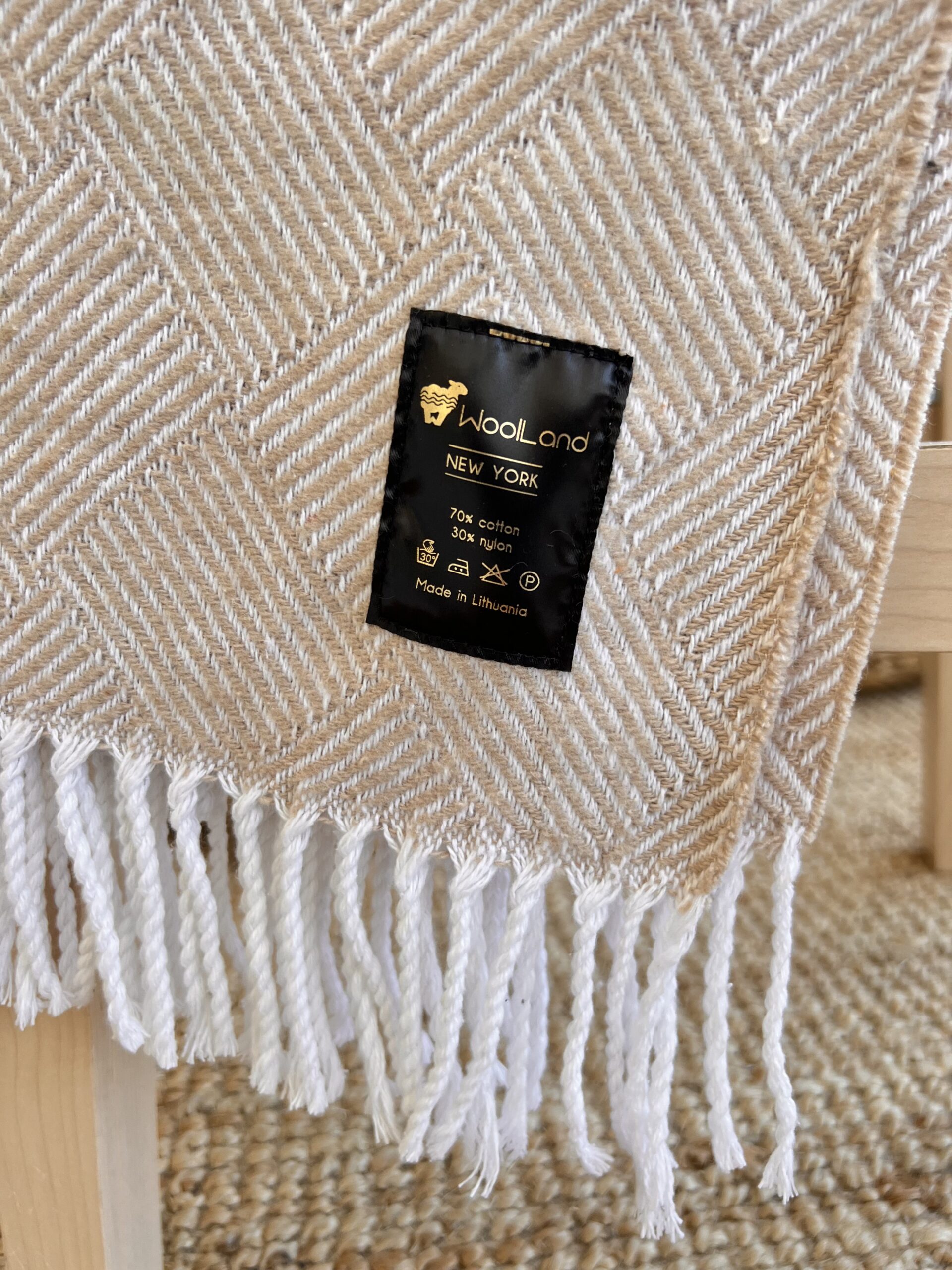 Woolland NEW YORK Luxury Cotton Plaid LIGHT LATTE 140x200