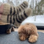 Looduslikud 100% Siberi Husky koera villased triibulised sokid