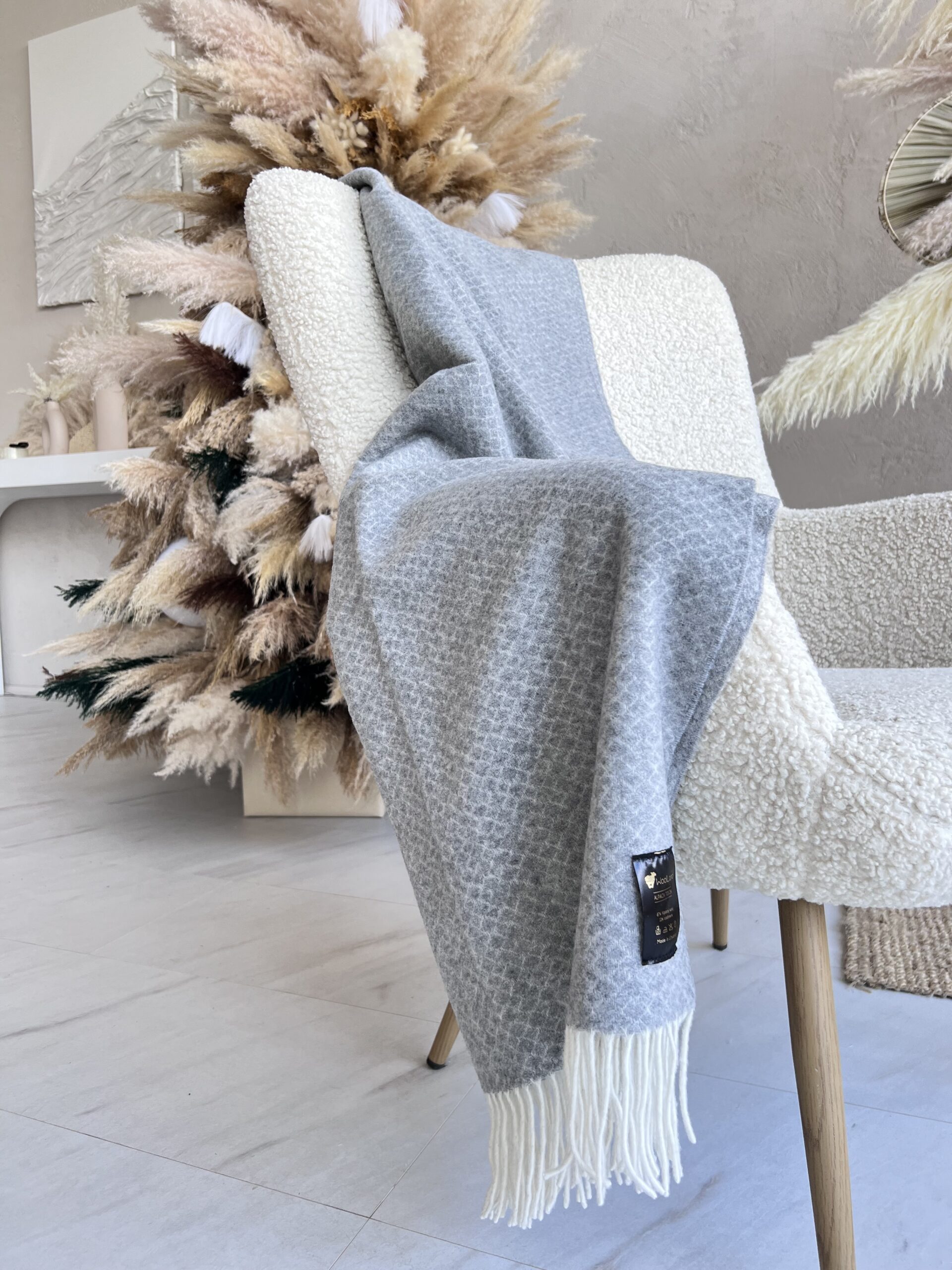 WOOLLAND Alpaca Touch pehme luksuslik ruuduline kangas koos kašmiiriga 140x200