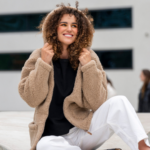 Zaffir lambavillast naiste pruun kapuutsiga jakk ZOYA