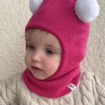 Meriinovillane laste kiiver roosa POMPONAS