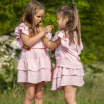 Roosa musliinpuuvillane komplekt LITTLE BEAN