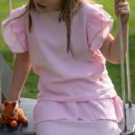 Roosa musliinpuuvillane pluus LITTLE BEAN