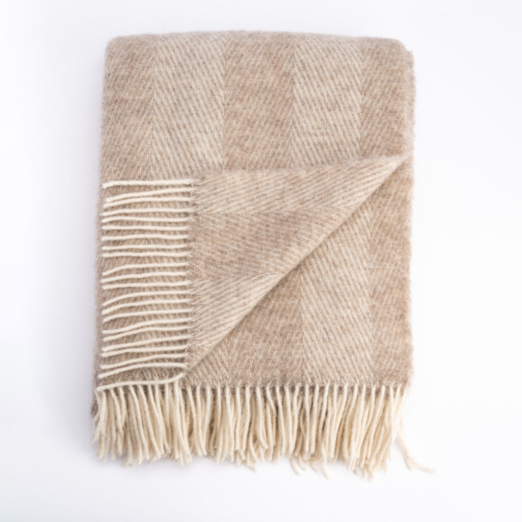 Woolland NEUSEELAND Luxus 100 % Wolldecke SANDFARBEN