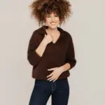 Naiste mohäärivillane polo-kampsun PRUUN