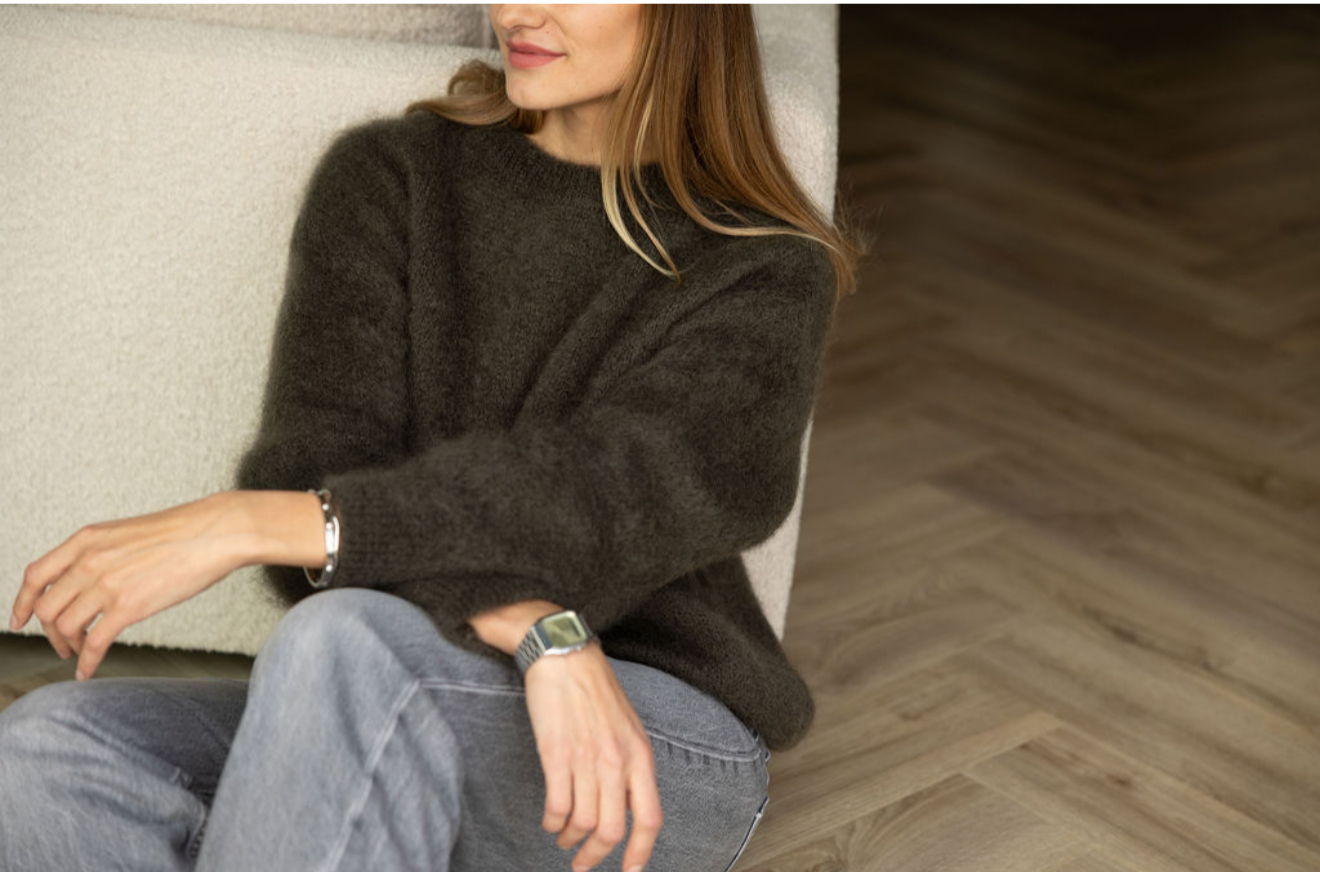 Naiste mohäärivillane polo-kampsun KHAKI