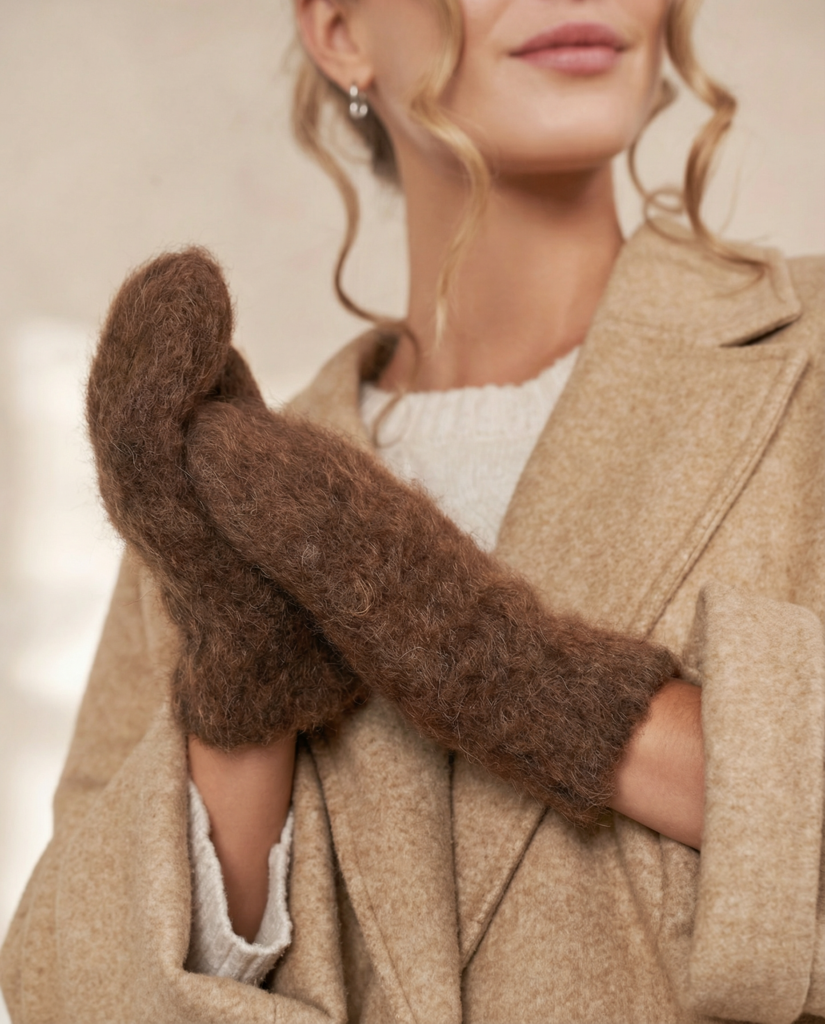 Pruunid unisex kindad 100% koervillast – WoolLando