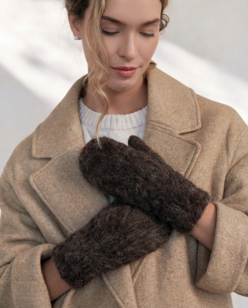 Tumepruunid 100% koervillased labakindad 