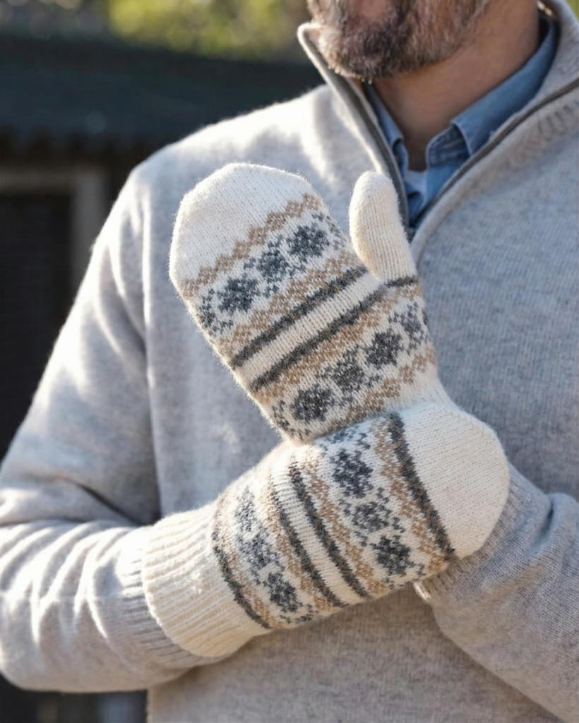 Meeste valged meriino villased labakindad WINTER, WoolLando