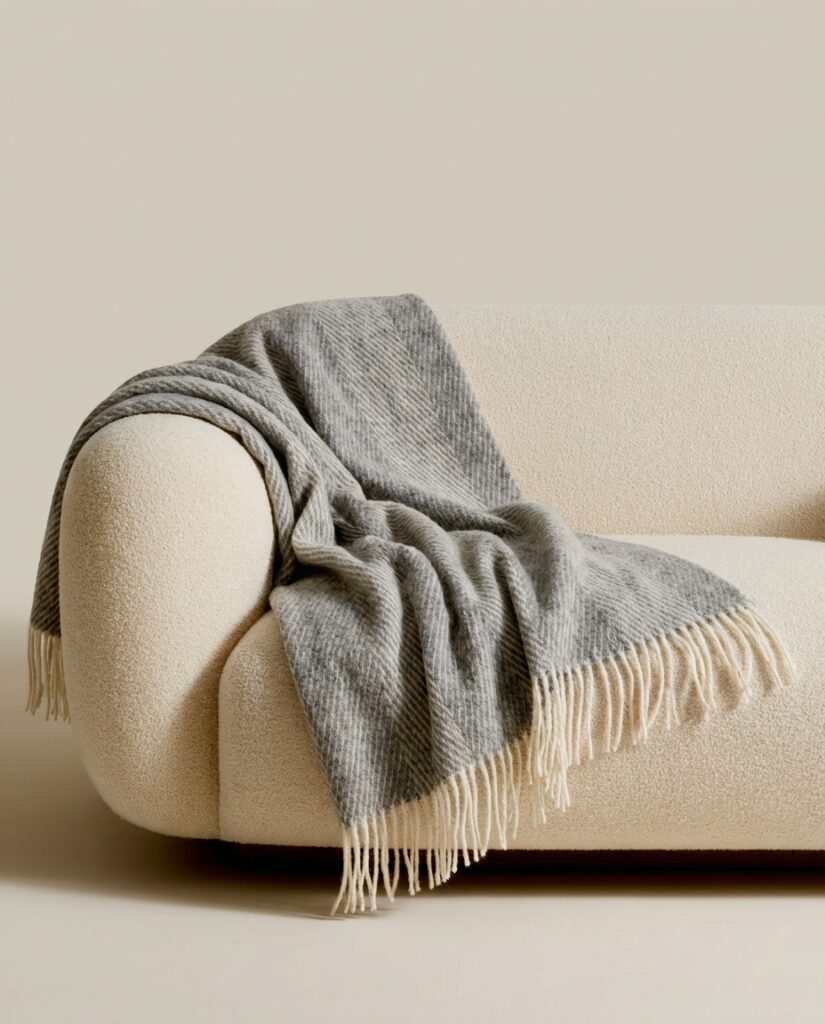 Uus-Meremaa lambavilla tekk STRIPED LIGHT GREY, WoolLando