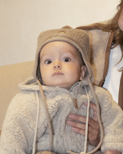 Laste pruun tallevellamüts pomponiga – Zaffiro