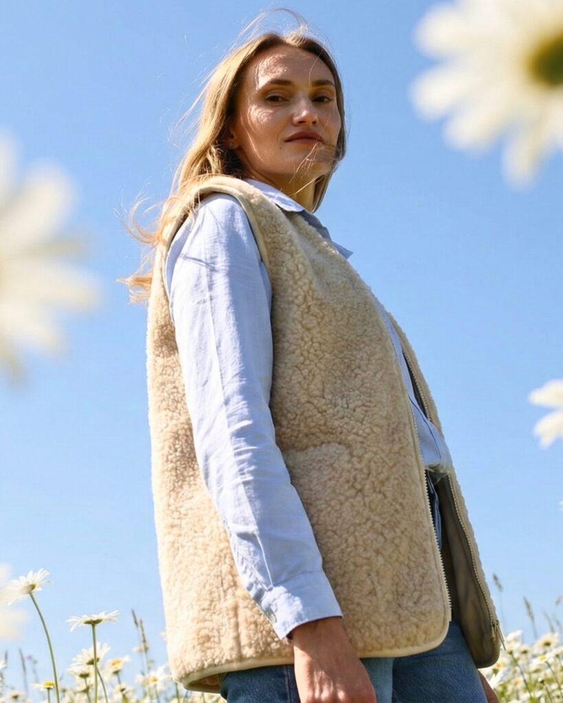 Merinovillane kreemjas vest VILĖ 