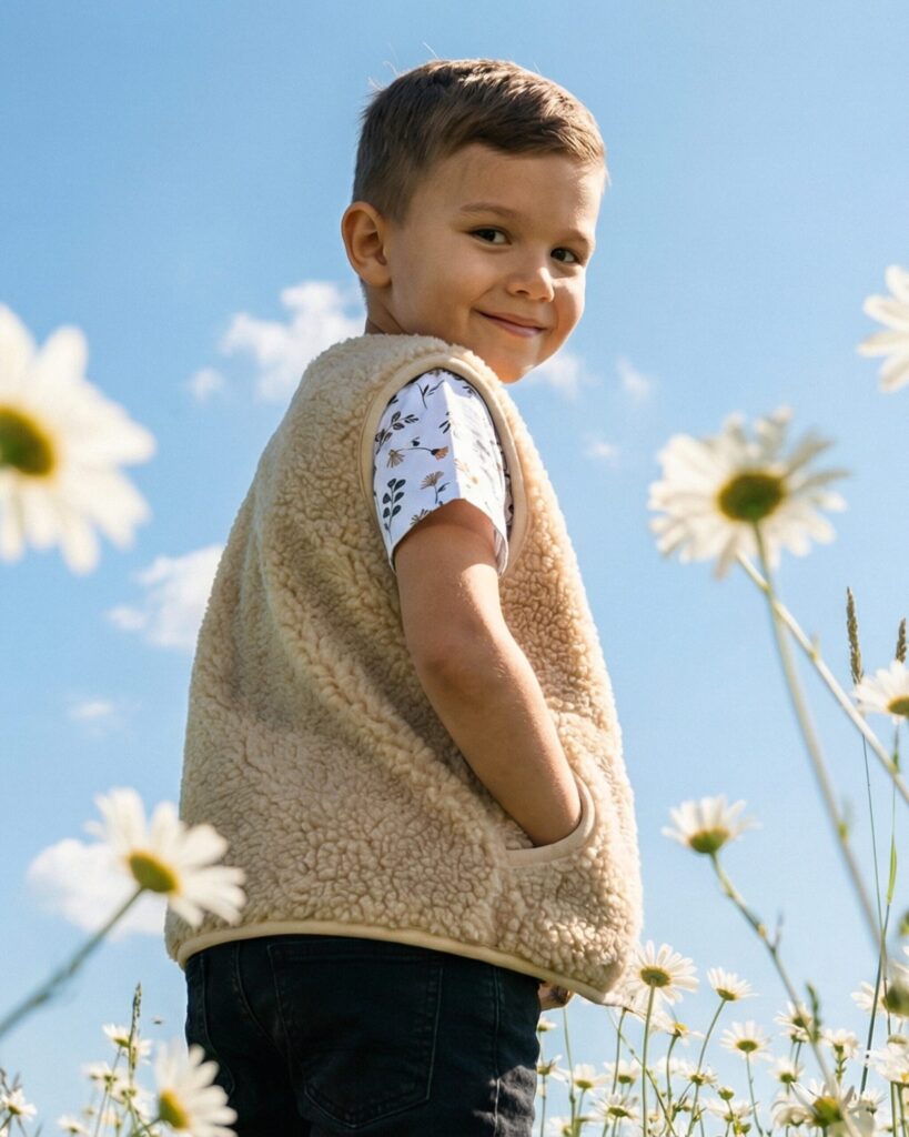 Laste merinovillane kreemjas vest VORA, WoolLando