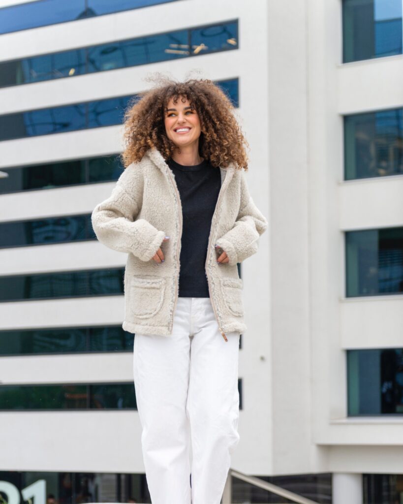 Kreem tallevillane kapuutsiga jakk ZOYA, Zaffiro